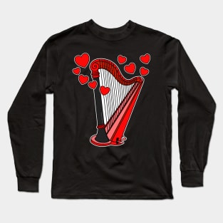 Harp Wedding Harpist Valentines Long Sleeve T-Shirt